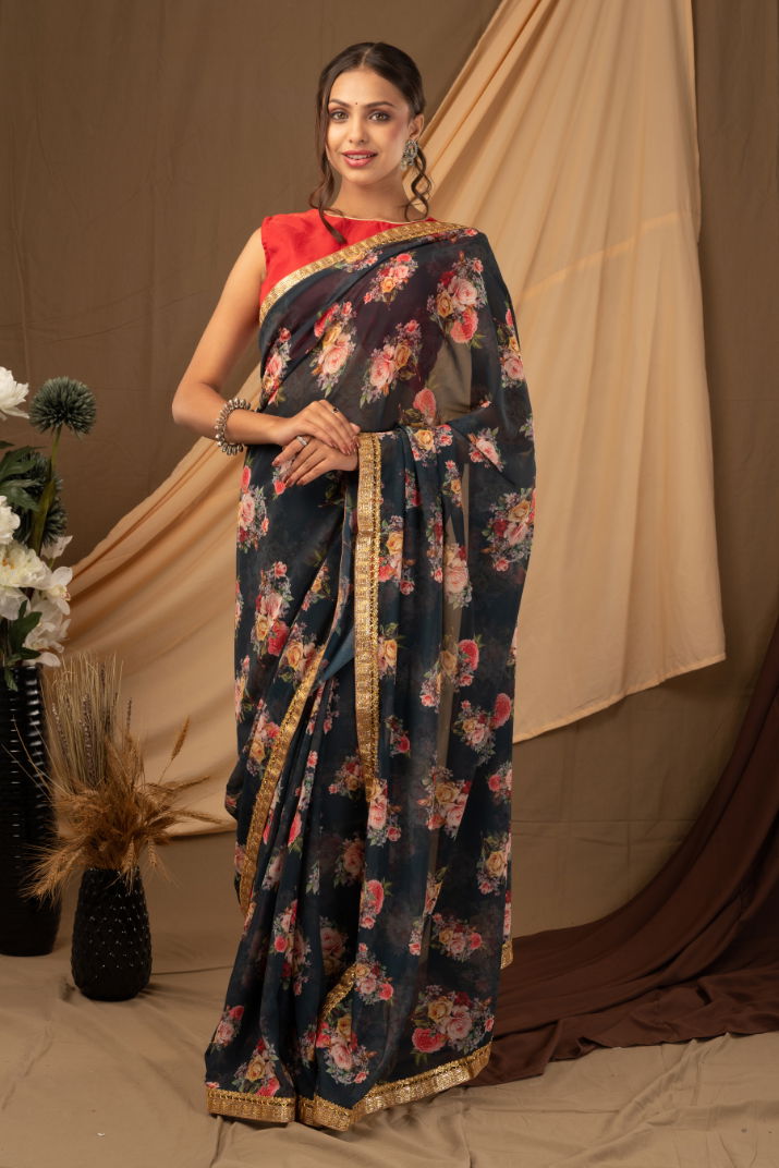 Ynf Vickat Silk Fancy Festive Wear Georgette Printed Designer Saree Collection